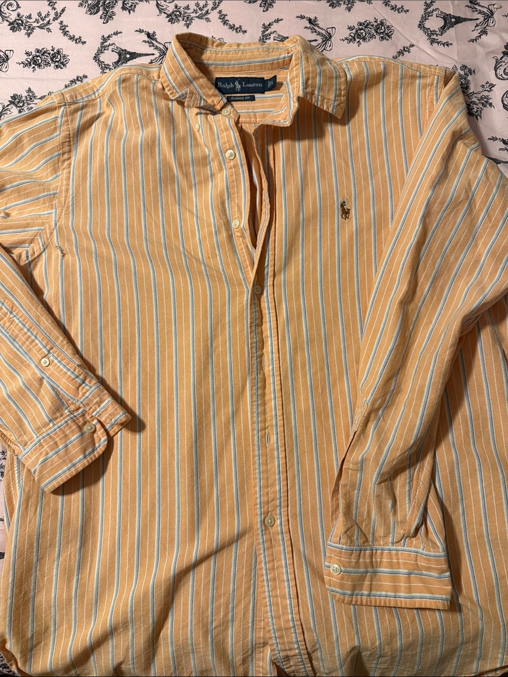 Ralph Lauren Men’s Yellow Striped Button-Down Shirt
